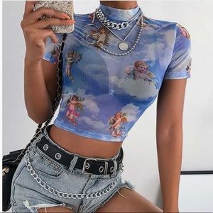 Renaissance Angel Mesh Crop Top